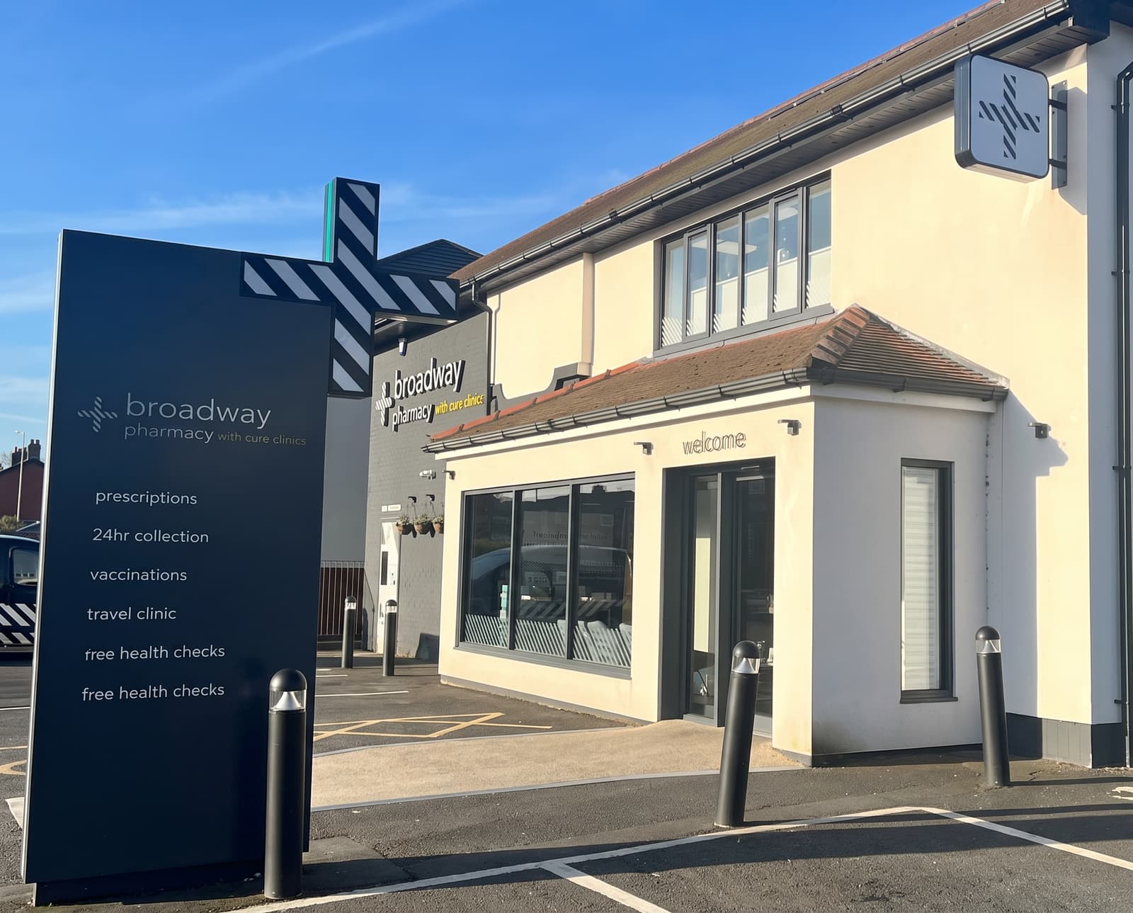 Broadway Pharmacy with Cure Clinics exterior on Garstang Road, Preston